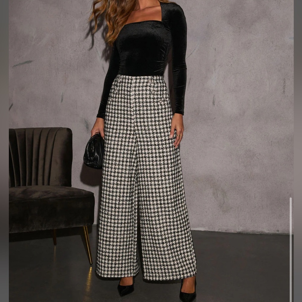 VICI NWT Houndstooth Wide-Leg Pants - Picture 6 of 15